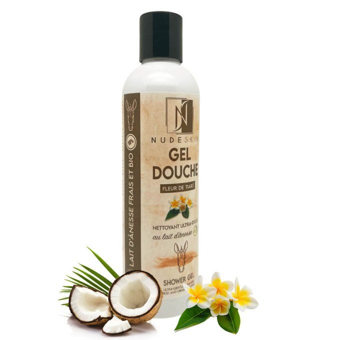 Gel Douche sans savon au Lait d’Anesse Frais 10% (BIO) Fleur de Tiaré